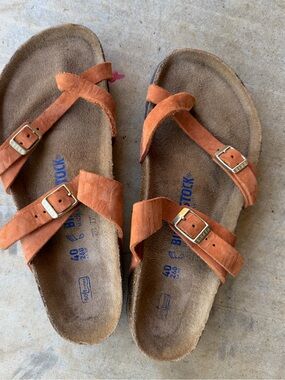 Birkenstock 40 Burnt Orange 100% Leather
